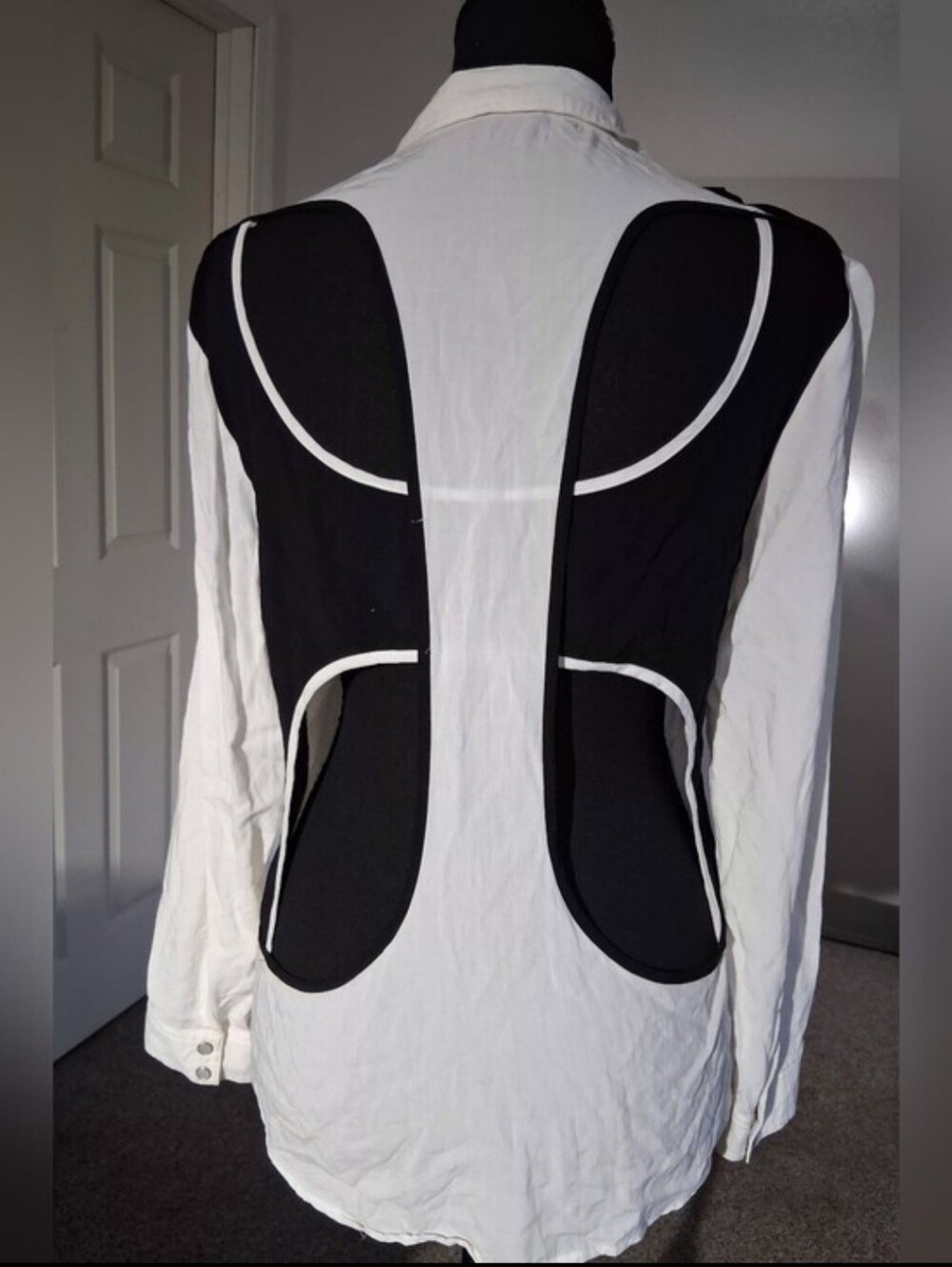 Black & White Long Sleeve Cutout Top